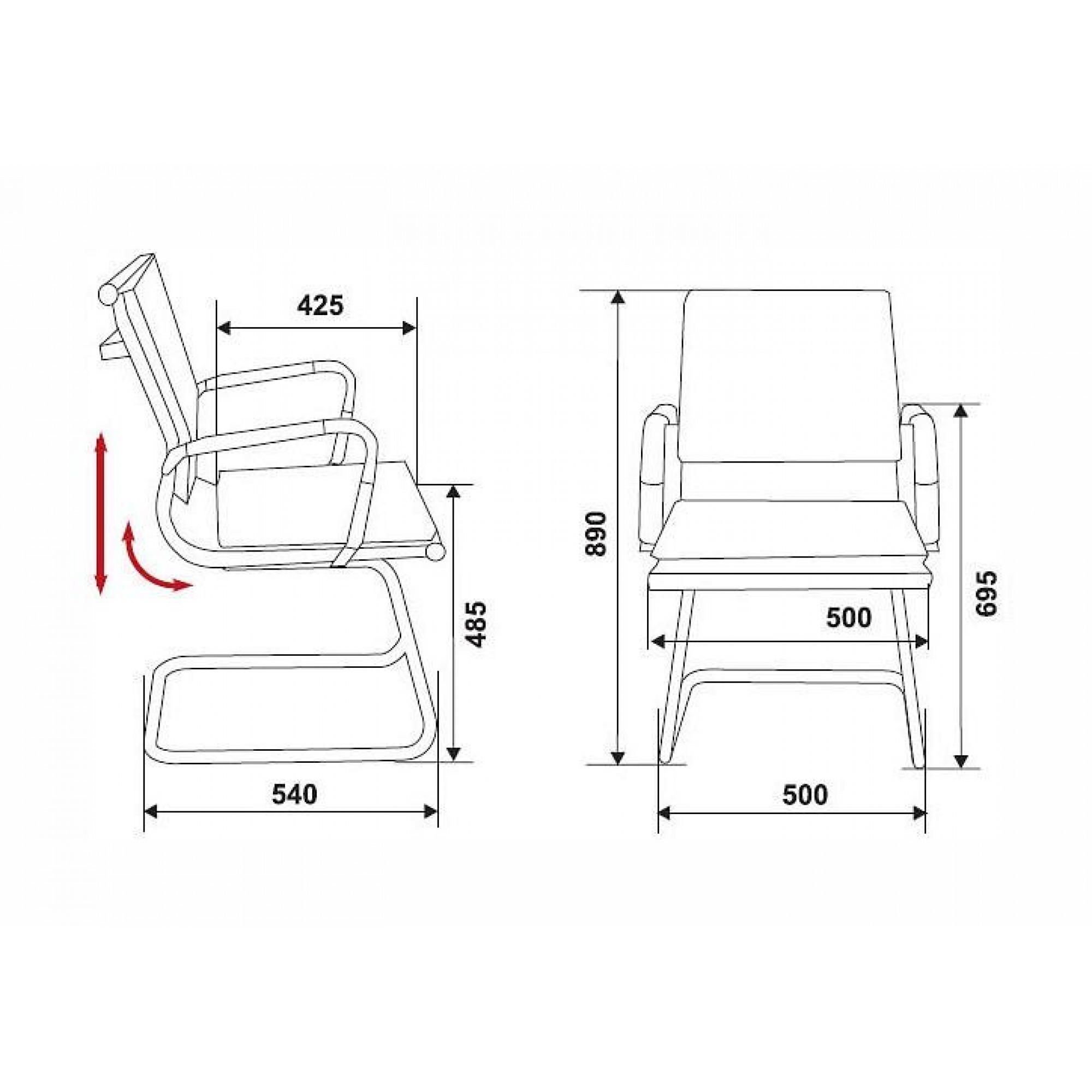 Стул Бюрократ CH-993-low-v    BUR_CH-993-Low-V_red