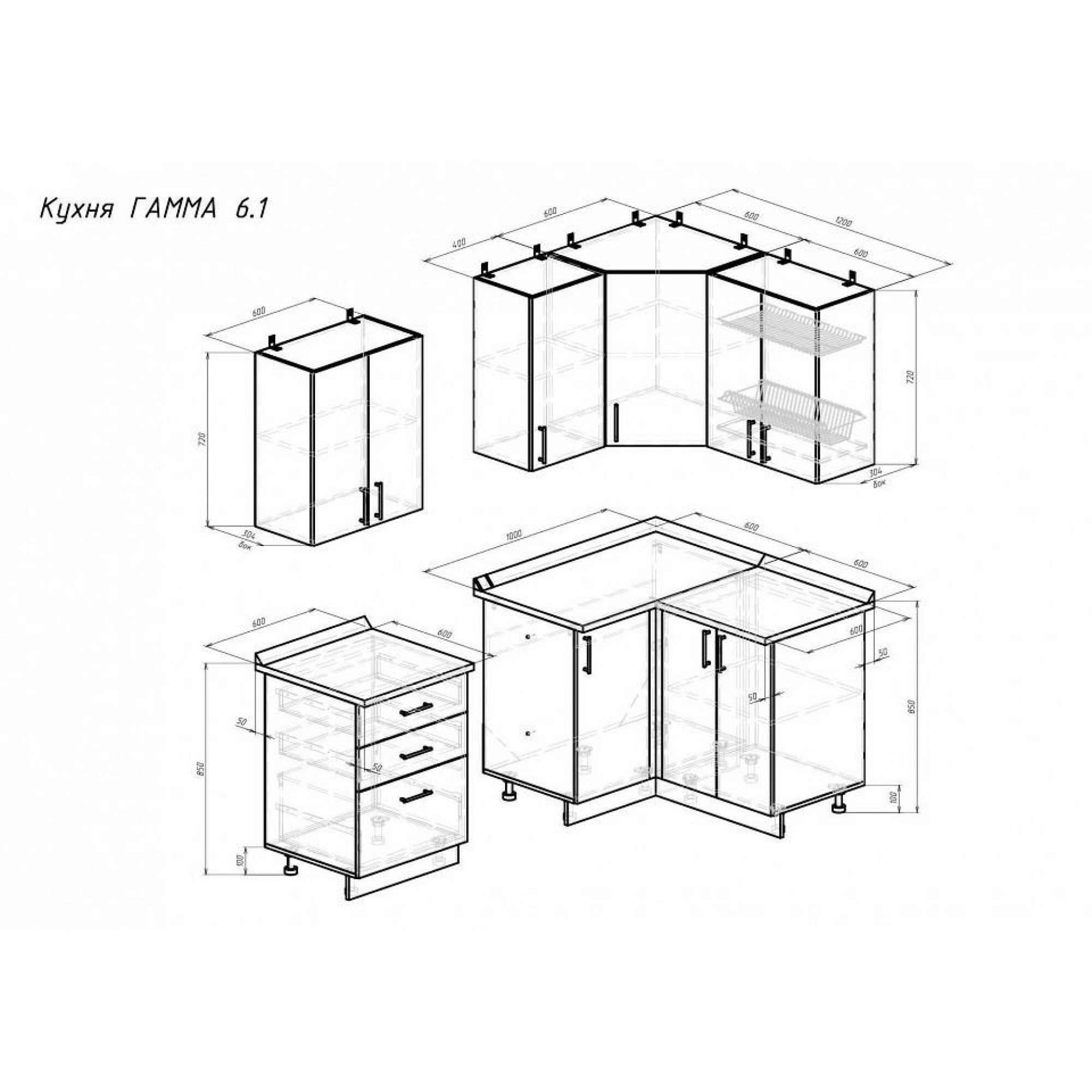 Гарнитур кухонный Гамма-6.1    BRN_1390_3