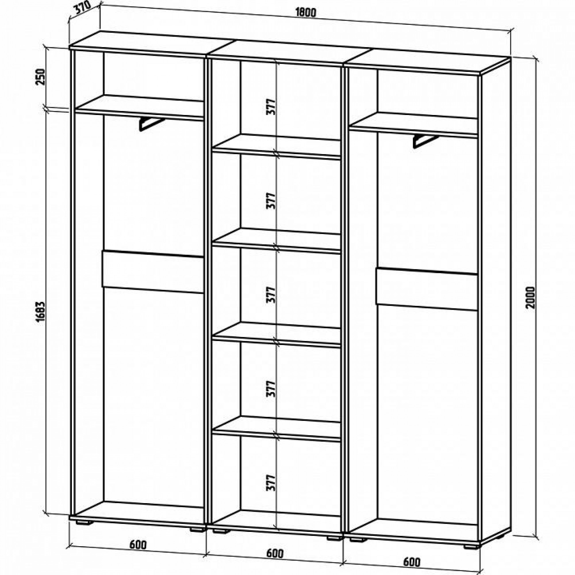 Шкаф платяной Тунис-9    MAS_SHT-9-DZ