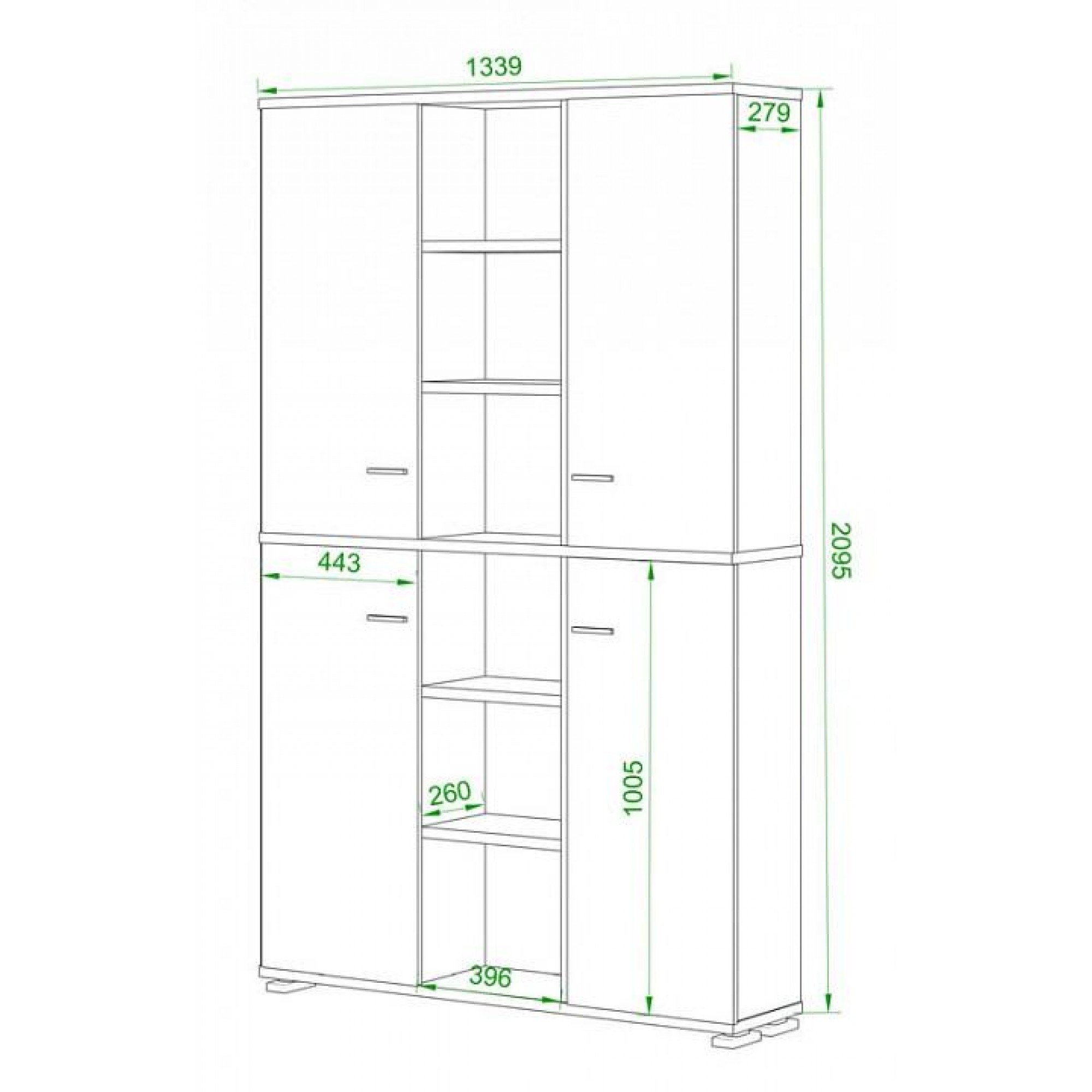 Шкаф книжный Домино ПУ-40-5    MER_PU-40-5_SHBE