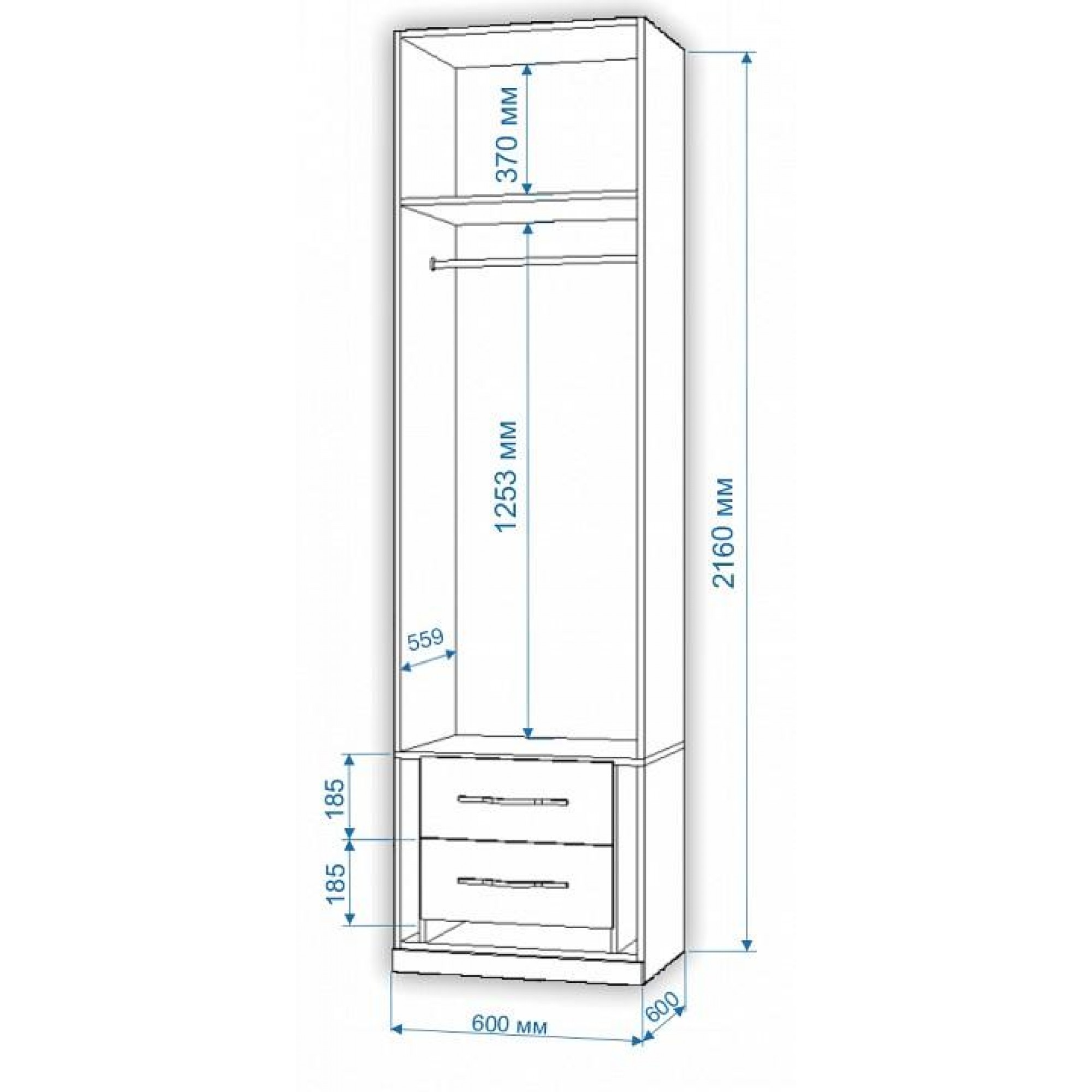 Шкаф платяной Нобиле Пл-60/45    MER_Pl-60-45-SHSH